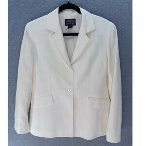 Lafayette 148 NY Women sz 8 Linen Blazer Off White Designer Office Workwear
